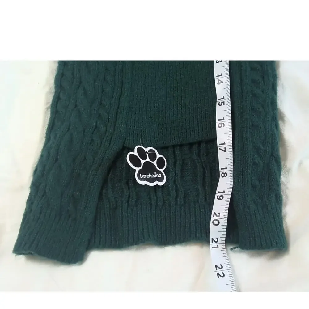 NWT Lorehelina Green Cable Knit Turtleneck Dog Sweater XL 21